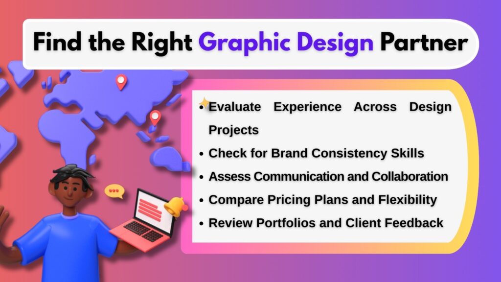 showing steps to select the ideal graphic design partner